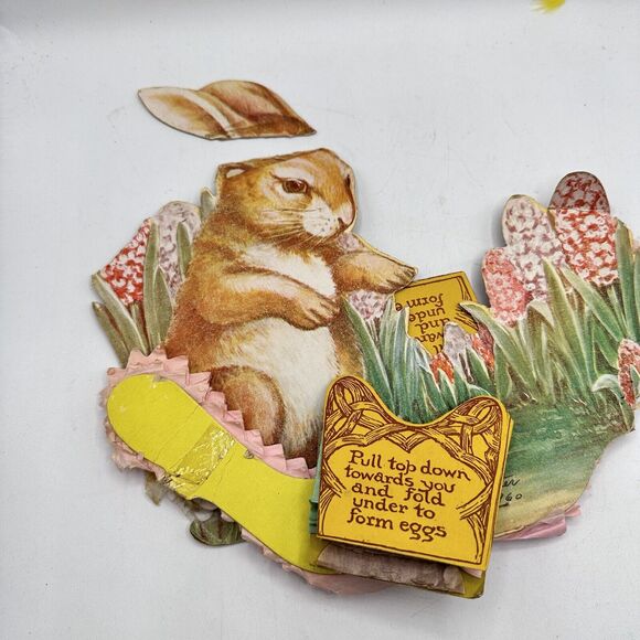 Beistle Vintage Bunny Nest Easter Centerpiece Honeycomb Diecut 9" 60s - Picture 4 of 9